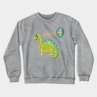 Dinosaur Fourth Birthday Crewneck Sweatshirt